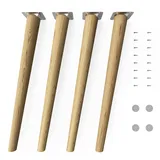 Sossai Möbelfüße aus Massivholz Eiche mit Öl-Finish, Clif Round HMF2, 45 cm hoch, rund, schräge Ausführung, für Stühle, Tische, Schränke