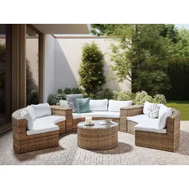 Beliani Lounge Set 9-Sitzer Rattan goldbraun/weiß