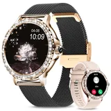 Smartwatch Damen Herren, 1.3 Zoll Smart Watch Kompatibel iOS Android Handy, IP68 Wasserdichte Smartwatch mit Telefonfunktion Blutdruckmessung SpO2 Pulsuhr Schlafmonitor, Fitness Tracker, Geschenk