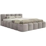 Selsey Polsterbett 160x200 cm Modernes Bettgestell mit Lattenrost Elegantes Design in Hellgrau Welur Piano Robuster Holzrollrost für Komfort Bodenschonende Kunststoffgleiter Max Belastung 250 kg