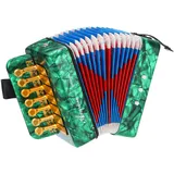 QUARKZMAN Akkordeon, 10-Tasten-Bass-Ziehharmonika Mini-Musikinstrument Leichtgewicht für Erwachsene Anfänger Bildung, Grün