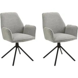 byLIVING Esszimmerstuhl Blair 2-er Set, Webstoffbezug hellgrau, schwarz