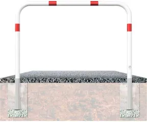 Schake Abweisebügel Ø 60mm, Breite 2500 mm, Höhe Überflur 1000 mm, ohne Querholm, herausnehmbar + Dreikantverschluß incl. Bodenhülsen, beschichtett