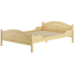 Erst-Holz Doppelbett 140x200 Kieferbett Massivholz Ehebett Französisches Bett V-60.30-14Rollrost inkl.