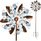 Lemodo Windrad Fancy mit 2 gegenläufigen Propellern, Gartendeko, Windspiel 213 cm hoch