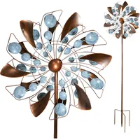 Lemodo Windrad Fancy mit 2 gegenläufigen Propellern, Gartendeko, Windspiel 213 cm hoch