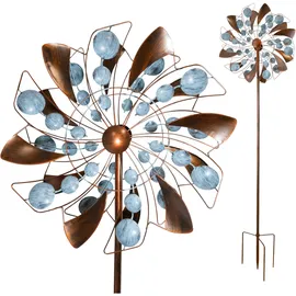 Lemodo Windrad Fancy mit 2 gegenläufigen Propellern, Gartendeko, Windspiel 213 cm hoch