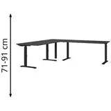 Germania Mailand höhenverstellbarer Schreibtisch grafit L-Form, C-Fuß-Gestell schwarz 240,0 x 220,0 cm