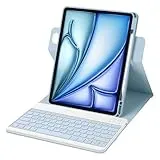 Bettdow für iPad Air 13 Zoll M3 2025/ M2 2024 Tastatur Hülle, Hoch-/Querformat Verwenden Hülle, Deutsch QWERTZ Layout Abnehmbarer Tastatur für iPad Pro 12.9" 3./4./5./6.Gen 2018-2022 & Air 13", Blau