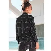 LASCANA Hemdbluse mit Karoprint und Blusenkragen, Karohemd im Business-Look, schwarz-weiß