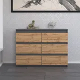 Andere Kommode Mit Schubladen Tv-schrank Für Das Wohnzimmer, 100 cm 6 Schubladen, Graue Eiche, Wotan