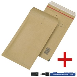 Mailmedia Luftpolster-Versandtaschen inkl. Permanent Marker braun, 14.2x22.5 cm