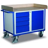 Werkstattwagen, 4 Schubladen, Stahlschrank, Arbeitsplatte mit Umrandung, Ablage