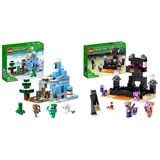 LEGO 21243 Minecraft Die Vereisten Gipfel & 21242 Minecraft Die End-Arena Set, Player-vs-Player Battle' Action-Spielzeug mit Lava, Enderdrache und Enderman-Figur, Geschenk für Kinder ab 8 Jahren