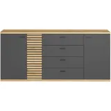 trendteam smart living - Norris - Sideboard - Anthrazit/Evoke Eiche - Highboard mit 4 Schubladen und 3 Türen - (BxHxT) 186 x 85 x 42 cm - Soft-Close und Vollauszug-Funktion