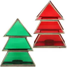 Marrakesch Orient & Mediterran Interior Teelichthalter Christbaum 17cm Grün aus Glas als Weihnachtsdeko Finse