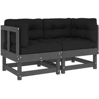 vidaXL Ecksofa 2-tlg. grau Kiefer