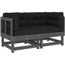 vidaXL Ecksofa 2-tlg. grau Kiefer
