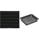 Bosch Hausgeräte PXX675DC1E Serie 8 Induktionskochfeld (autark) & HEZ633070 Zubehör für Backöfen, Profi-Pfanne mit Rost, anthrazit emailliert, Made in Germany