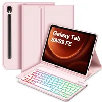 Bettdow für Samsung Galaxy Tab S9 FE 2023 Tastatur Hülle, QWERTZ Layout Abnehmbarer Beleuchtete Tastatur mit Hülle für Galaxy Tab S9 11"/ Tab S9 FE 10.9" 2023 SM-X510/X516B/X710/X716B/X718U, Rosa