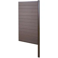 WPC-Sichtschutz Savoie, Windschutz Zaun, Alu-Pfosten zum Einbetonieren ~ Erweiterungselement schmal, 95cm braun