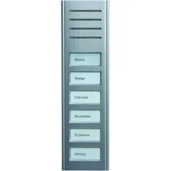 TCS ASX13006-0010 Audio Außenstation Serie ASX 6 Namenfeldtaster (zentriert), AP silber ASX130060010