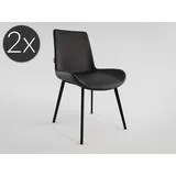 Magnolia Home Esszimmerstuhl 2er Set Esszimmerstuhl Design Küchenstuhl Chase Kunstleder schwarz Met