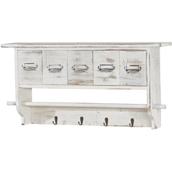 Garderobe MCW-C49, Wandgarderobe Wandregal, Vintage mit 5 Schubladen 32x65x13cm ~ Shabby Look, weiß