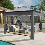 ARTETHYS Pavillon Faltpavillon 3x3 Wasserdicht Stabil Winterfest, Pop Up Pavillon mit 4 Moskitonetz, Höhenverstellbar Faltbar Gartenzelt, Doppeldach Gartenpavillon UV-Schutz 50+, Festzelt mit Tasche