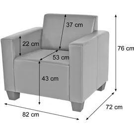 Mendler Modular Sessel Loungesessel mit Ottomane Lyon Kunstleder 58 x 76 x 0 cm Grau