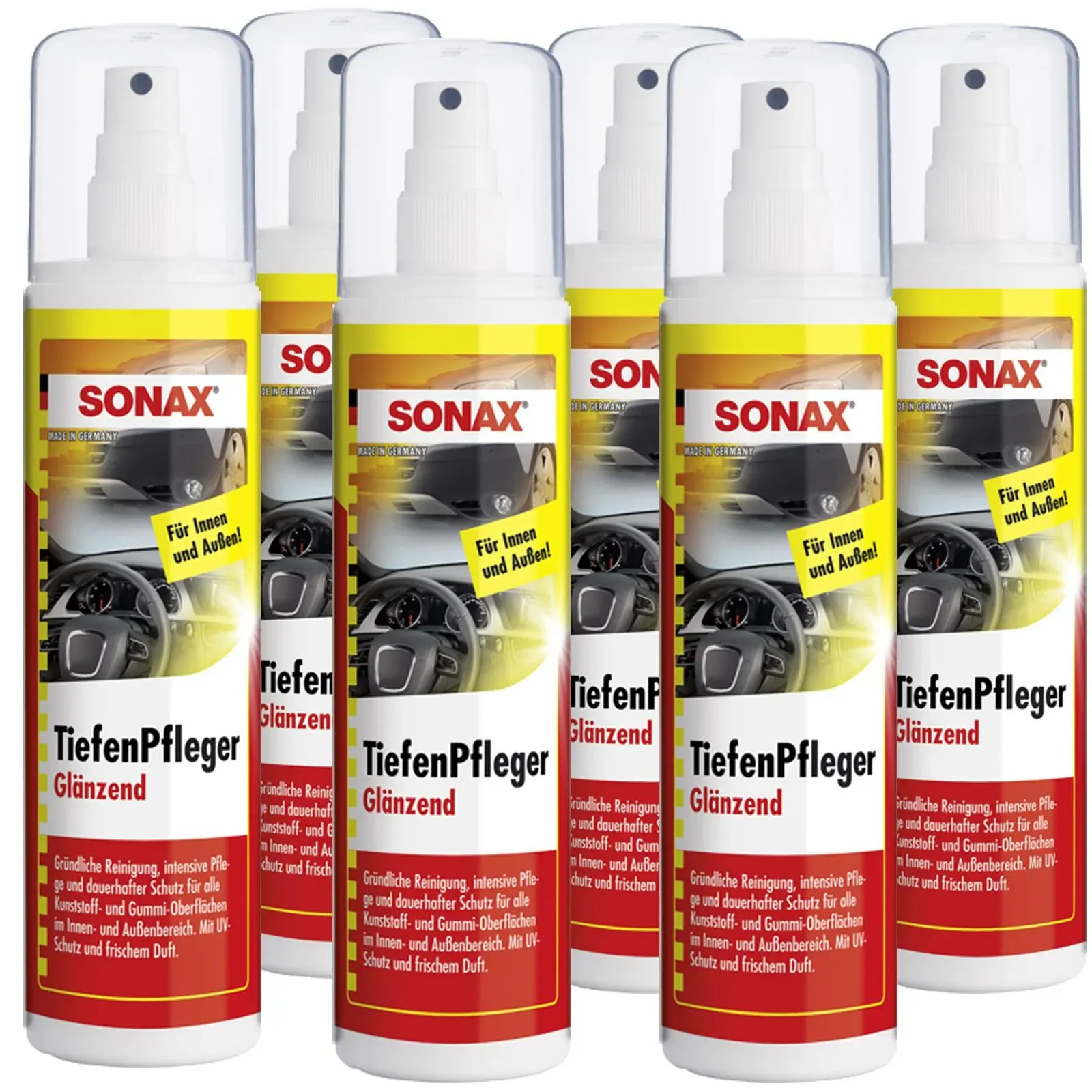 6x Sonax Tiefenpfleger Glänzend 300ml Kunstoff Reiniger Pfleger Innen/außen: Sonax 03800410