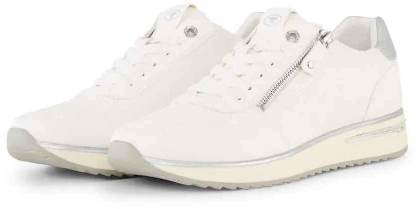 TOM TAILOR Damen Sneaker mit Mesh-Einsatz, weiß, Uni, Gr. 39