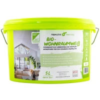 Farbklecks24 Green Living Bio Wohnraumweiss 5 Liter weiß, umweltschonende Wandfarbe