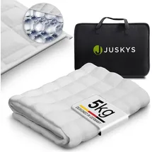 Juskys Gewichtsdecke 135x200 – Weiß, Anti-Stress-Decke mit Glasperlen, Baumwolle, 7 Schichten - 5 kg
