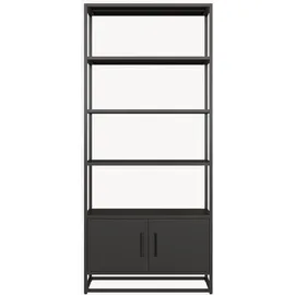[en.casa] Bücherregal Hailuoto 80 x 40 x 180 cm Schwarz