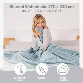 Blumtal Kuscheldecke, Hellblau, Textil, Rechteckig, 270x230 cm, Wohntextilien, Decken, Kuscheldecken