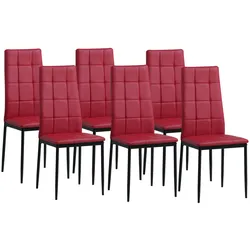 Albatros Esszimmerstühle RIMINI 6er Set, Rot - Edles Italienisches Design, Polsterstuhl Kunstleder-Bezug, Modern und Stilvoll am Esstisch-Küchenstuhl