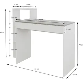ML-Design Schreibtisch Regal, 110x72x40 cm, Holz, 2-in-1 System, für Zuh... - Grau