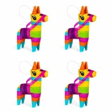 Sukizifa 4 Stück Mini Piñatas, 19x13x5cm Esel Form Fiesta Party Dekorationen, Regenbogenfarben für Themenfeiern Partyzubehör