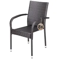 CASARIA Casaria® Gartenstühle 8er Set Stapelbar Wetterfest Polyrattan Outdoor
