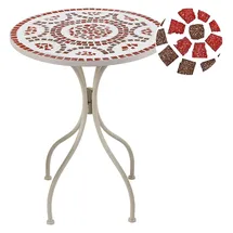 Beliani Gartentisch Ø 60 x 74 cm Weiß/Rot/Grau