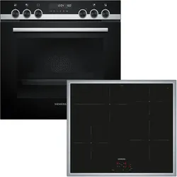 SIEMENS Induktions Herd-Set "PQ521IB02", A+ (A+++-D), schwarz (edelstahl, schwarz), Herdsets, Backwagen mit ausziehbarer Tür für bequemes Kochen & Backen