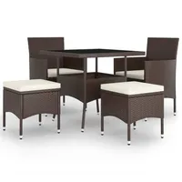 5-tlg. Garten-Essgruppe Poly Rattan Braun - Braun