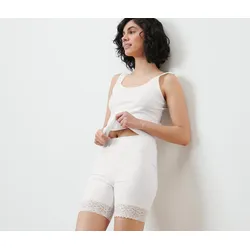 Tchibo - Radlershorts mit Spitzenborte - Damen - Gr. L - weiß