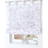 Kutti Raffrollo mit Schlaufen Raffgardine Aiko Weiss rosa halbtransparent BxH 60 x 145 cm