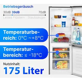 Bomann KG 322.1 Kühl-Gefrierkombination (175 l, 1430 mm hoch, Edelstahl)