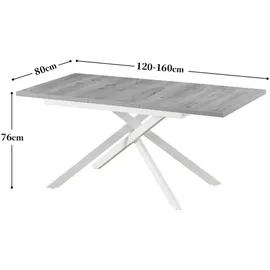 B&D home Esstisch Wildeiche Holz, 120x76x80 cm, Esszimmer, Tische, Esstische