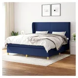 Lattenrost mit Matratze, blau, 160 x 200 cm, Stoff, Plattformbett, mit Lattenhalter, einfache Montage, für Schlafzimmer, Erwachsene