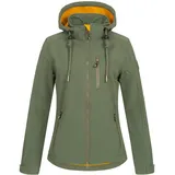 DEPROC activ Damen Softshelljacke mit abnehmbarer Kapuze Übergangsjacke Windbreaker #ankerglutfreude, oliv, 40