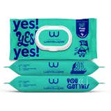 WANNAWIPES Feuchtes Toilettenpapier Fresh Mint – Biologisch Abbaubar, 100% Pflanzliche Fasern, Ohne Plastik, Mit Aloe Vera, Vitamin E & Minze, Im WC Entsorgbar, 3x48 Tücher (144 Stück)